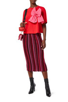 Striped Pencil Midi Skirt